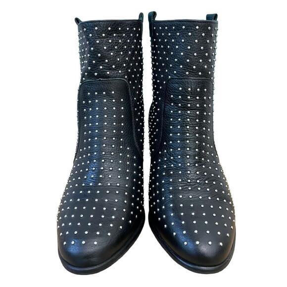 Rebecca Minkoff Sierra Studded Boots Size 7 Black Leather Heeled Bootie Edgy - Picture 8 of 13